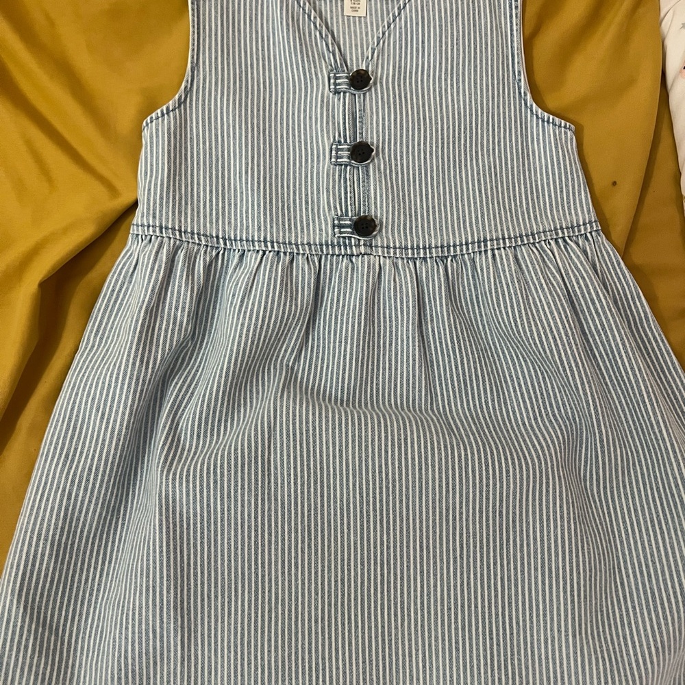 Zara Blue and White Striped Sleeveless Dress